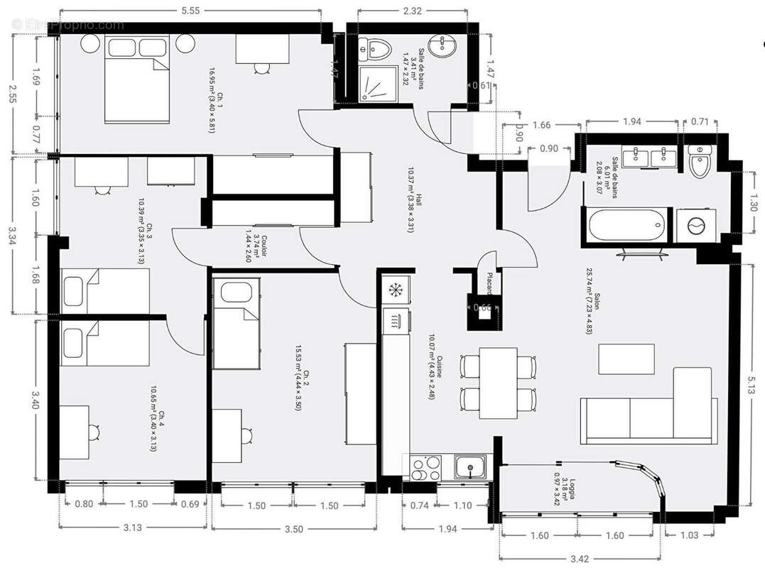 Appartement à PARIS-20E