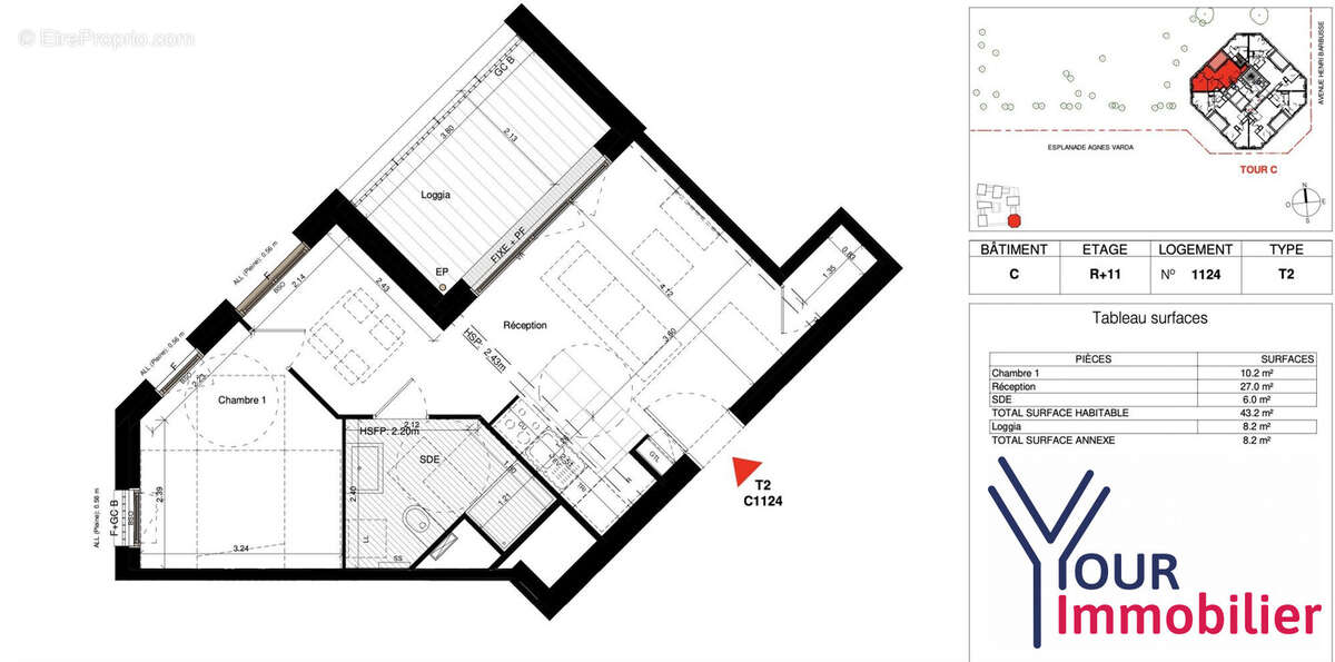 Appartement 43 m² à Villeurbanne  - photo 2