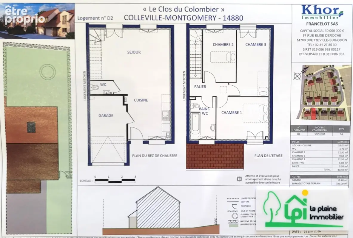 Maison de  4/5 pièces offrant 80,40m² habitables , 3 chambres sur un terrain de 199m² - photo 2