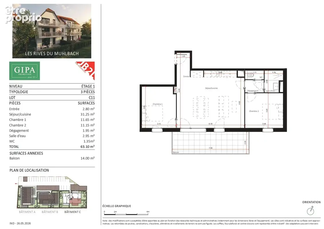 Appartement à OBERSCHAEFFOLSHEIM