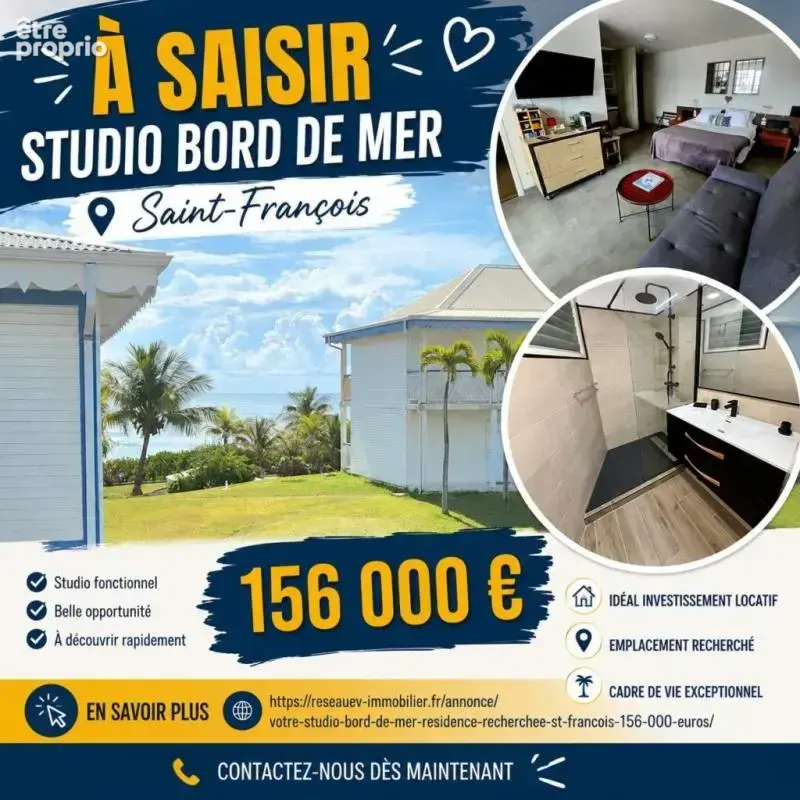 Vue mer, calme et confort: votre studio équipé dans résidence recherchée St François 156 000 euros - photo 2