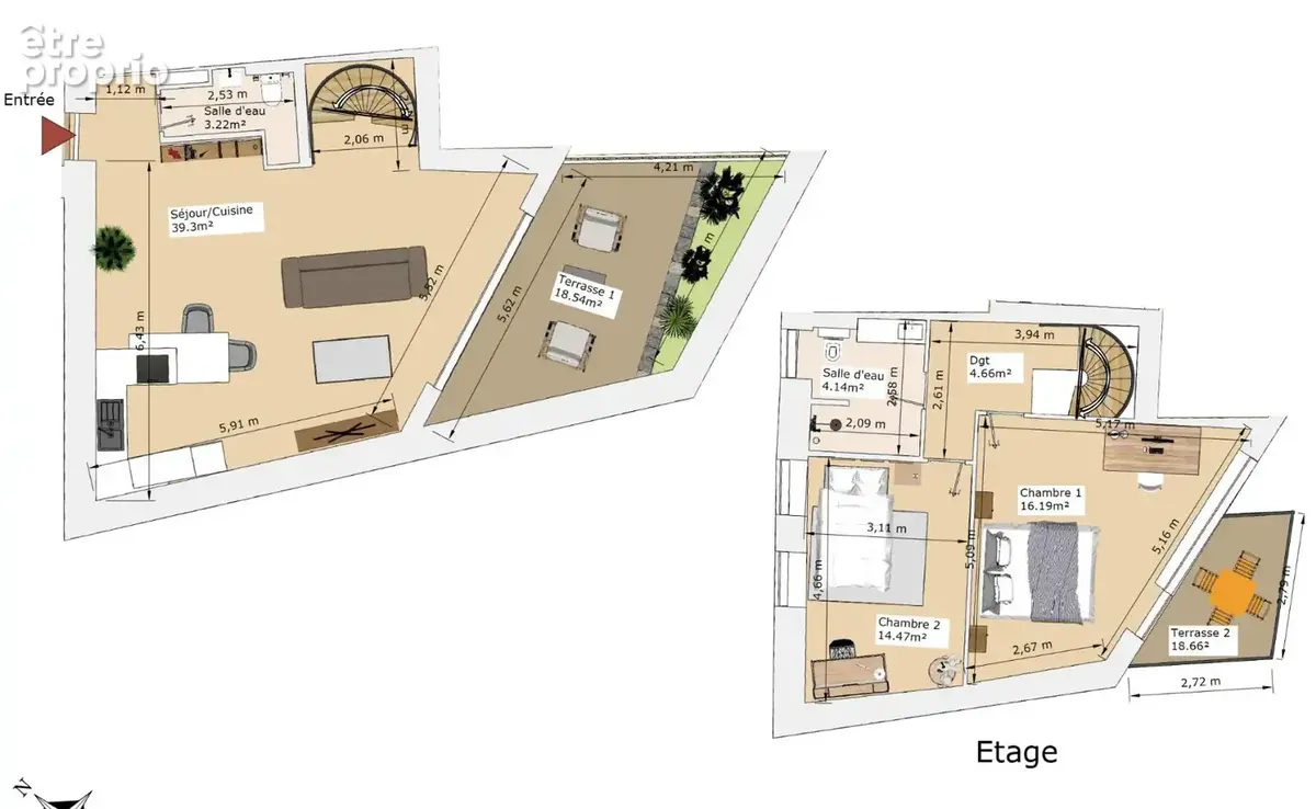 Rare maison de ville indépendante entièrement rénovée, offrant de beaux volumes et près de 37 m² de terrasses, au calme à quelqu - photo 4