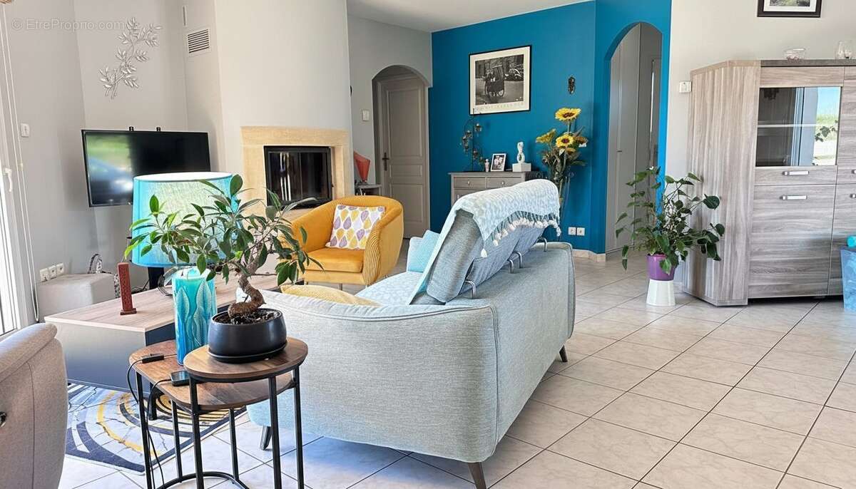 coin salon avec insert - Maison à FAUX