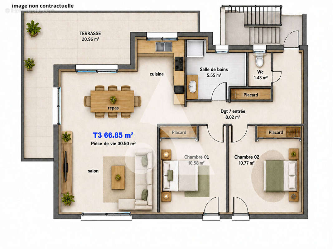 Appartement  3 Pieces de 66.85m²  en R+2  VEFA Aix Les Bains - photo 4