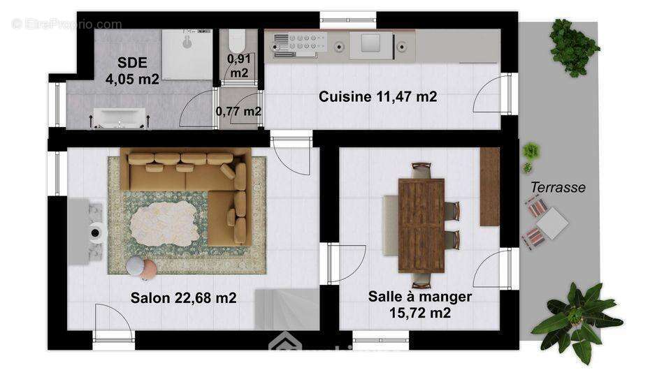 Croquis rez-de-chaussée - Maison à LA PUYE