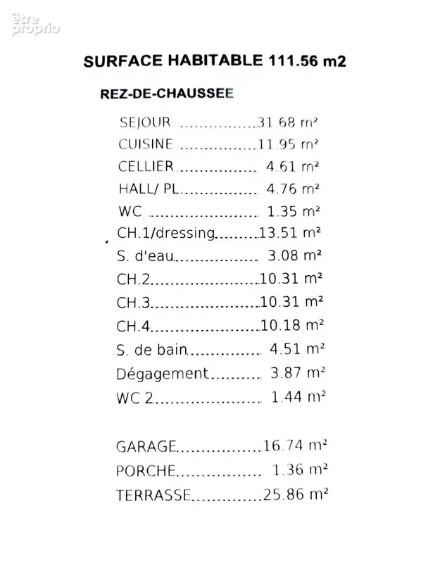 Tableau des surfaces