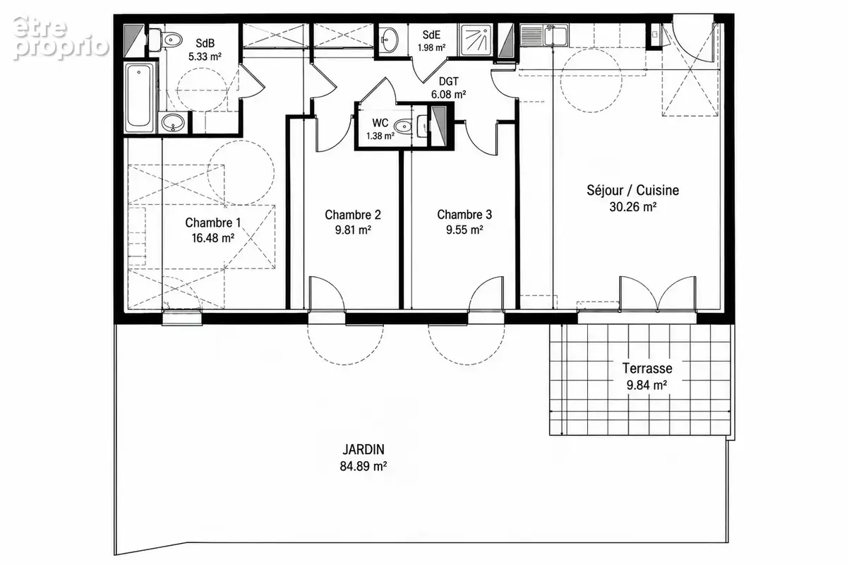 Neauphle le chateau - appartement 3 chambres avec jardin - photo 3