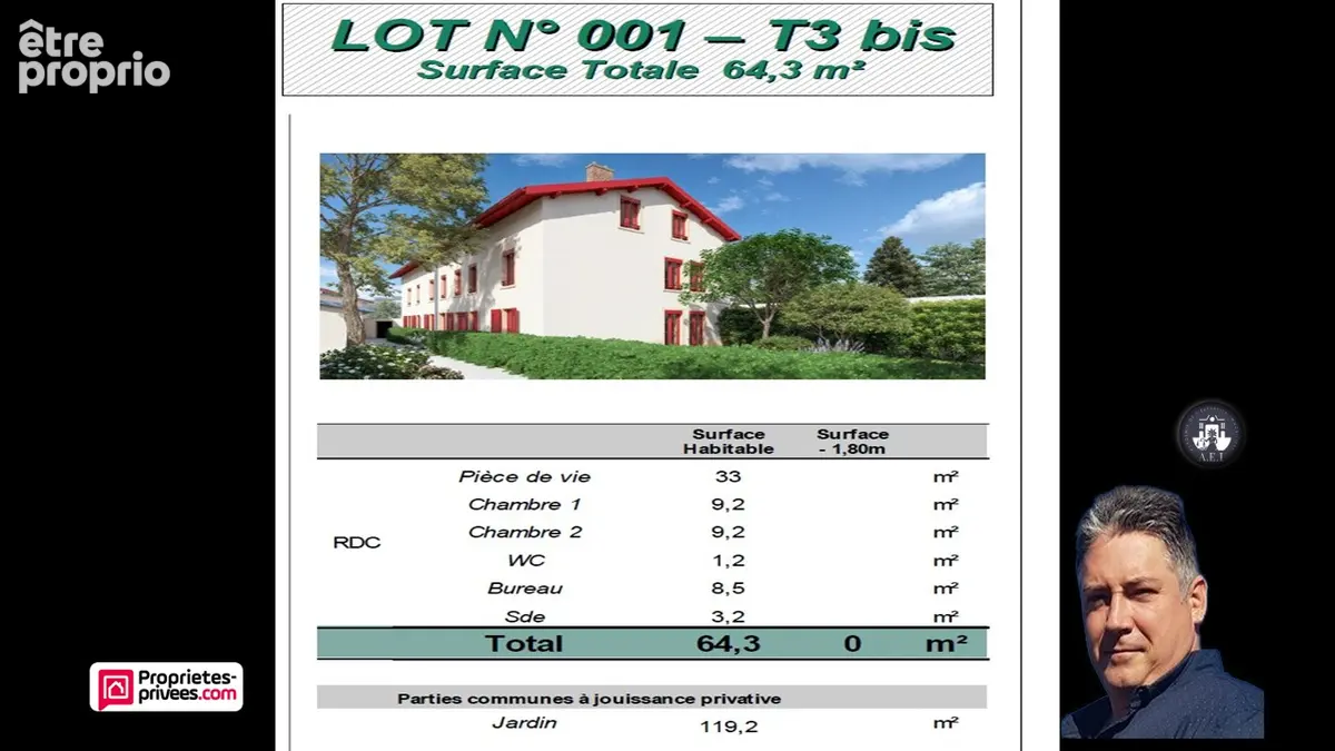 LYON 3 T3 bis rez-de-jardin de 69.70 M² avec grand jardin privatif de 119M² - photo 2