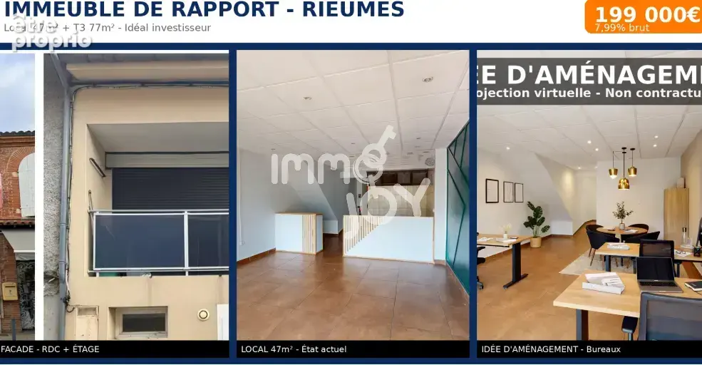 Immeuble de rapport  mixte - 124m2  local + t3 - 199 000€ - photo 1