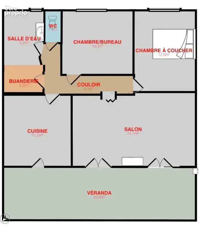Maison de plain-pied avec véranda 23 m²  en Pays Foyen . Jardin clos et lumineux, prête à vivre" - photo 14