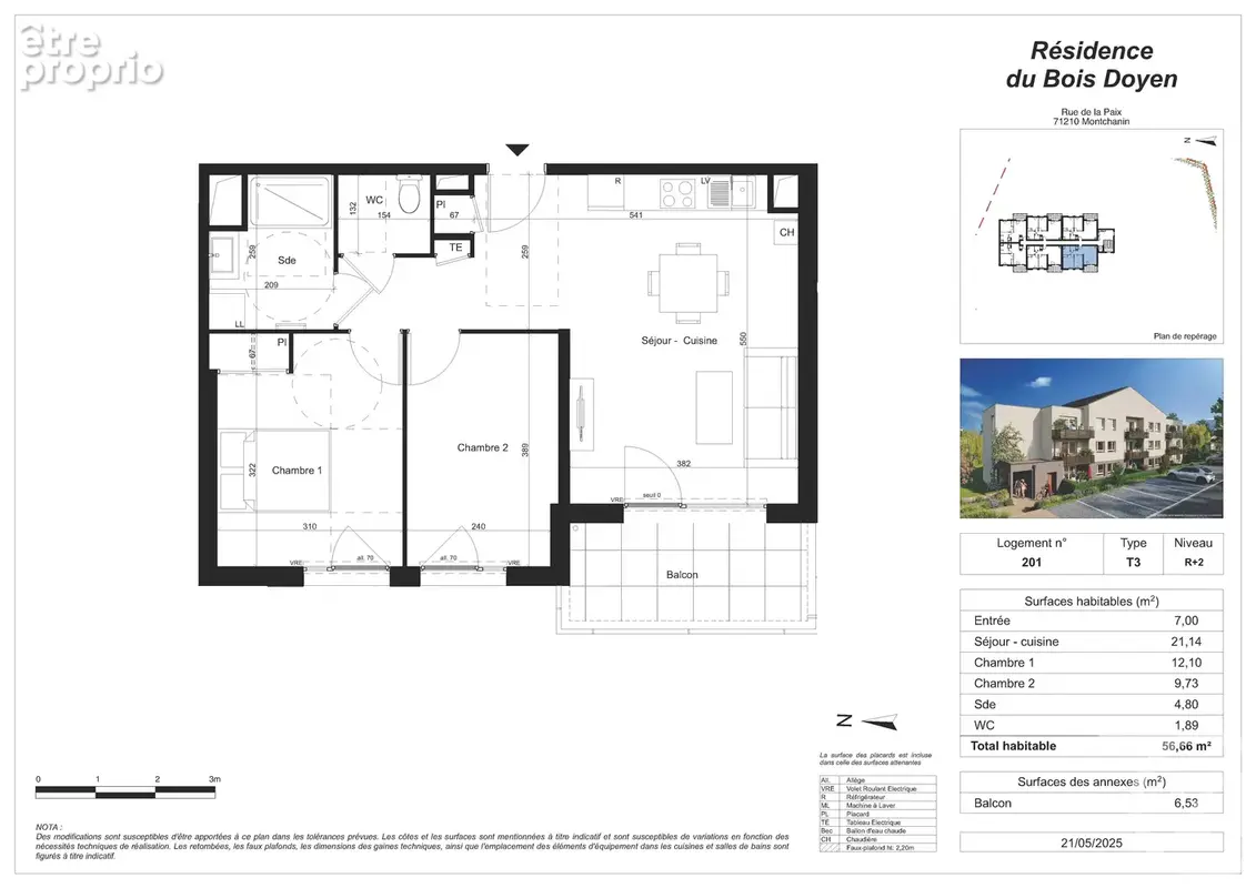 Appartement 56 m² à Montchanin  - photo 2