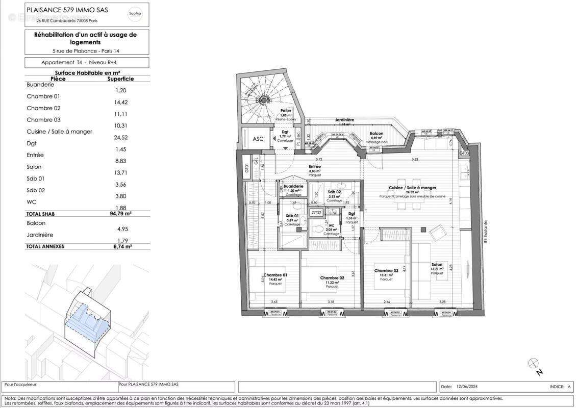 Appartement à PARIS-14E