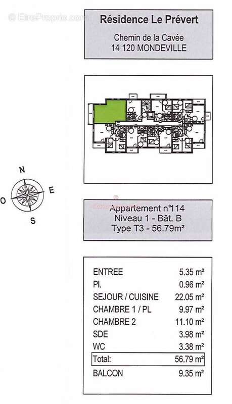 Appartement à MONDEVILLE