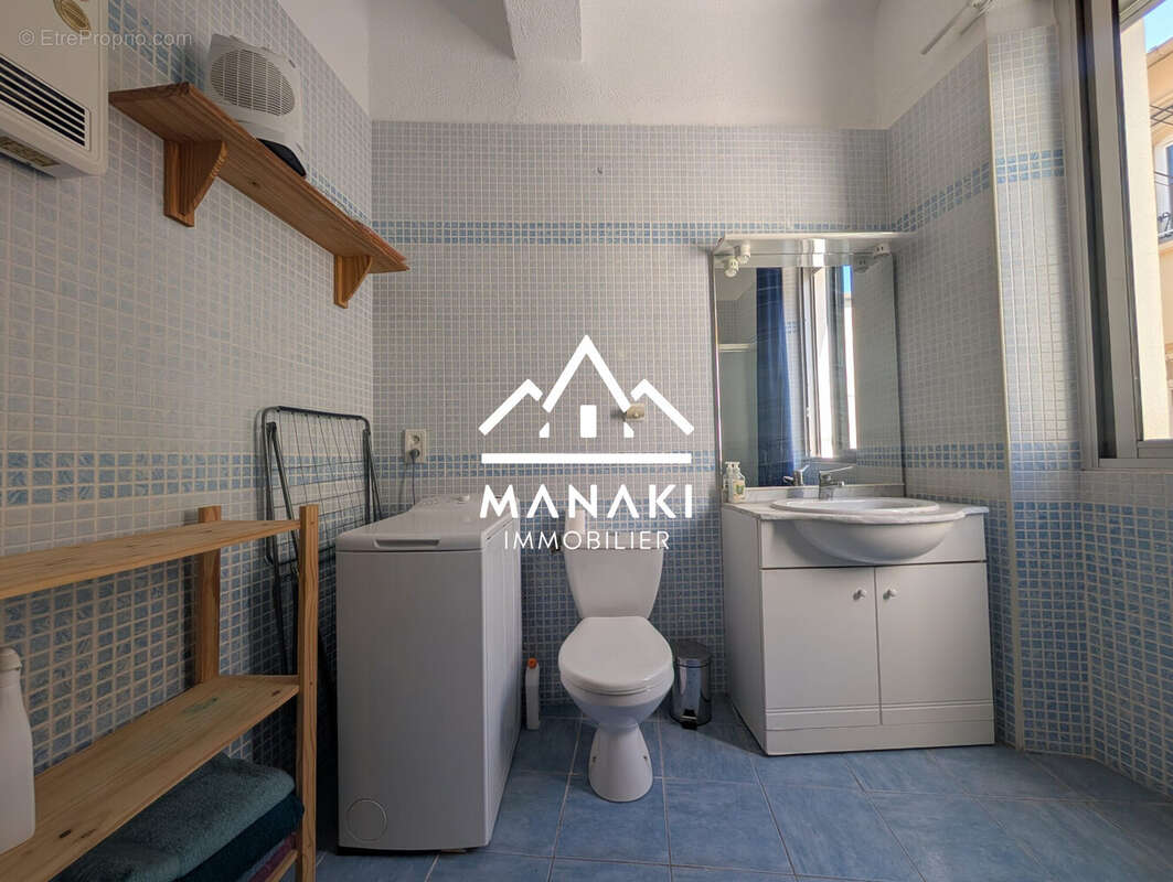 Salle d'eau avec wc - Appartement à SAINT-LAURENT-DE-LA-SALANQUE