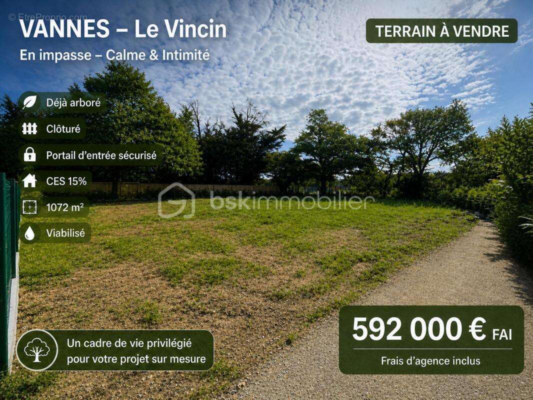 Terrain de 1072m2 - Vannes Le Vincin - En impasse - photo 2