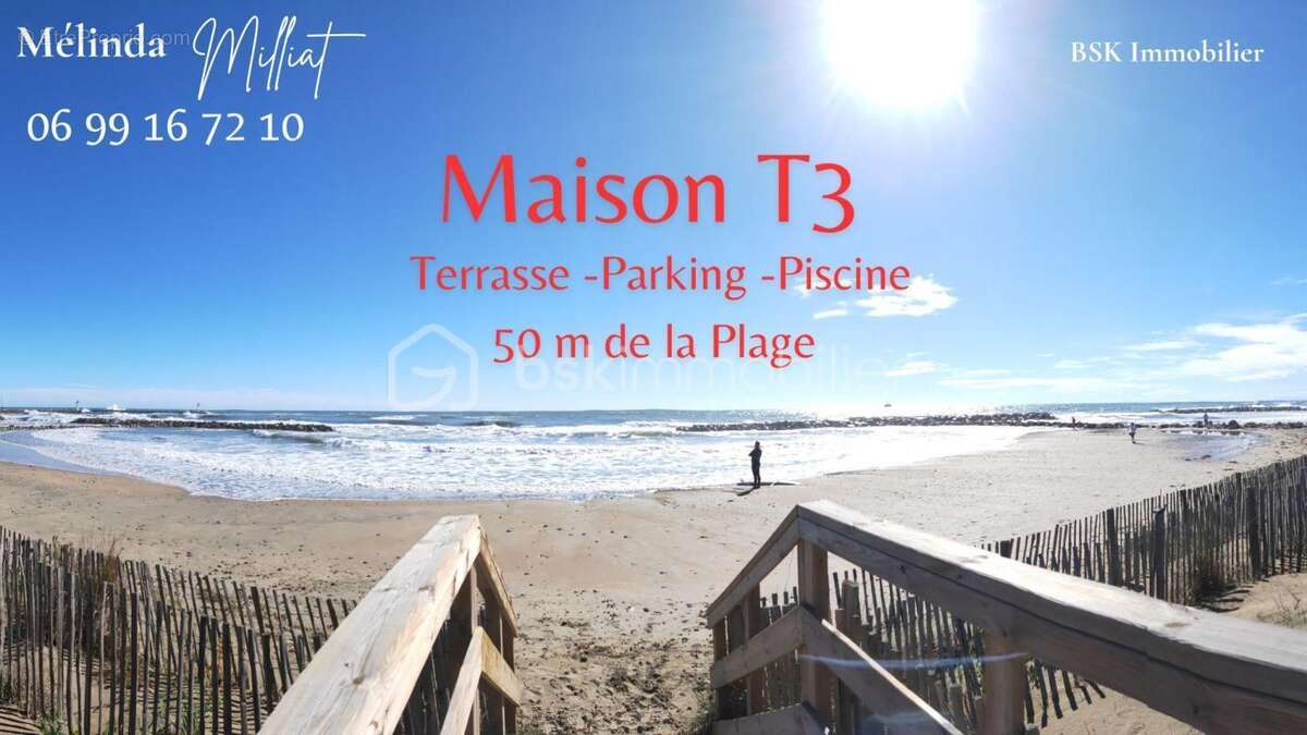  Frontignan Plage :  Maison T3 meublée, terrasse, parking et piscine  à 50 m de la mer  - photo 12