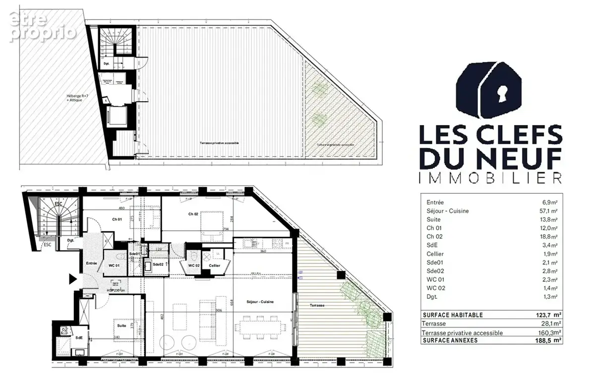 Appartement 4 pièces de 125m² + 188m² de Terrasses + 2 parkings sous-sol ! BORDEAUX - photo 16