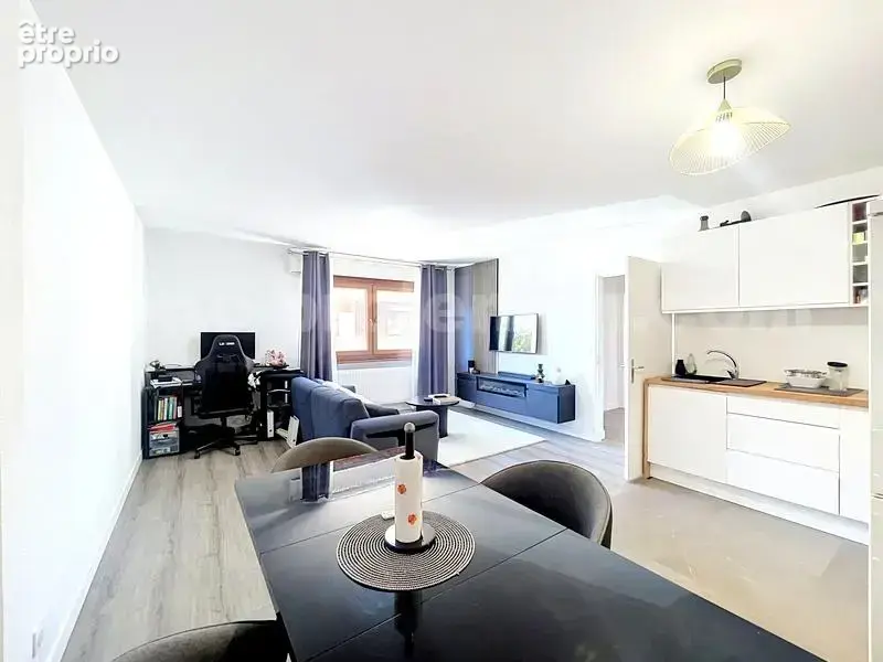 Appartement_T2_Ambilly_proche_frontière_Suisse_DOUANE_TRAM_CEVA_LEMAN_EXPRESS_GENEVE_VOIE_VERTE_secteur_calme_cuisine_moderne_équipée_ouverte_Séjour_Salle_d'eau_