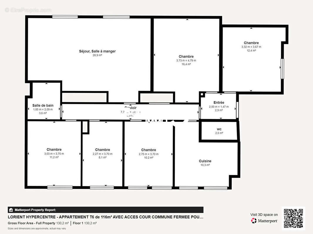 Lorient hypercentre - appartement t6 de 116m² avec acces cour commune fermee pour stationnement - photo 17
