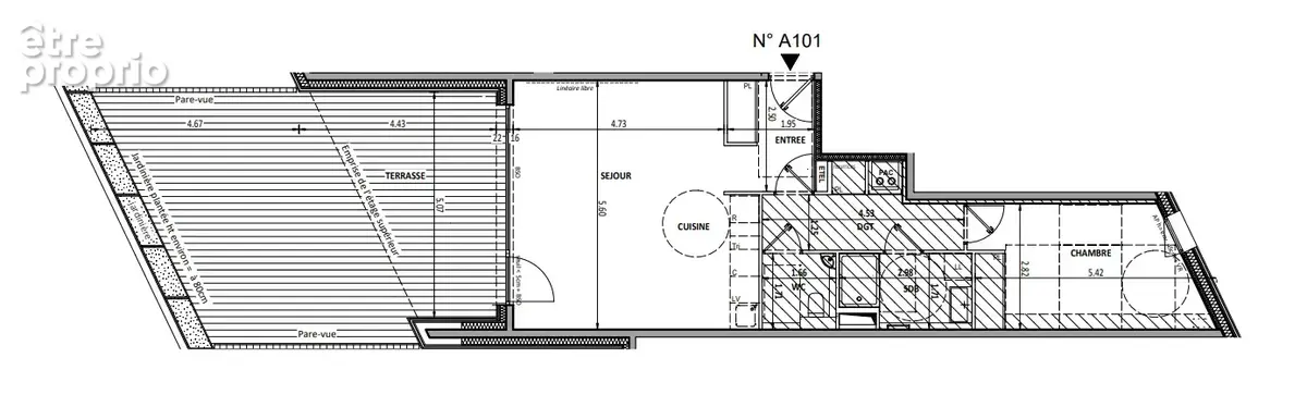 AIX-LES-BAINS   T2 de 61 m2 avec exceptionnelle terrasse de 42 m2   2 parkings - photo 3