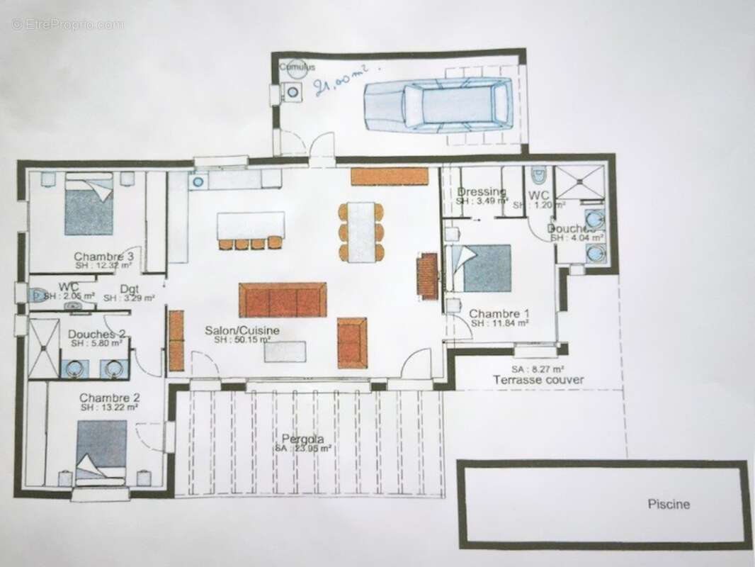 Terrain constructible  de 839,00 m² MAGALAS (34) avec villa plain pied  4 faces - photo 4