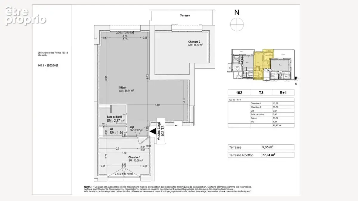 Appartement T3 terrasse , rooftop et 2 places de parking 347120€ 13012 Marseille - photo 3