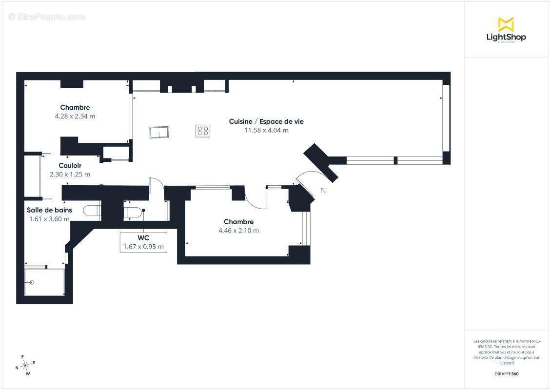 Superbe appartement esprit loft - 3 pièces 80m² - Calme absolu sur cour pavée - Belle hauteur sous plafond - Paris 75010 - photo 3