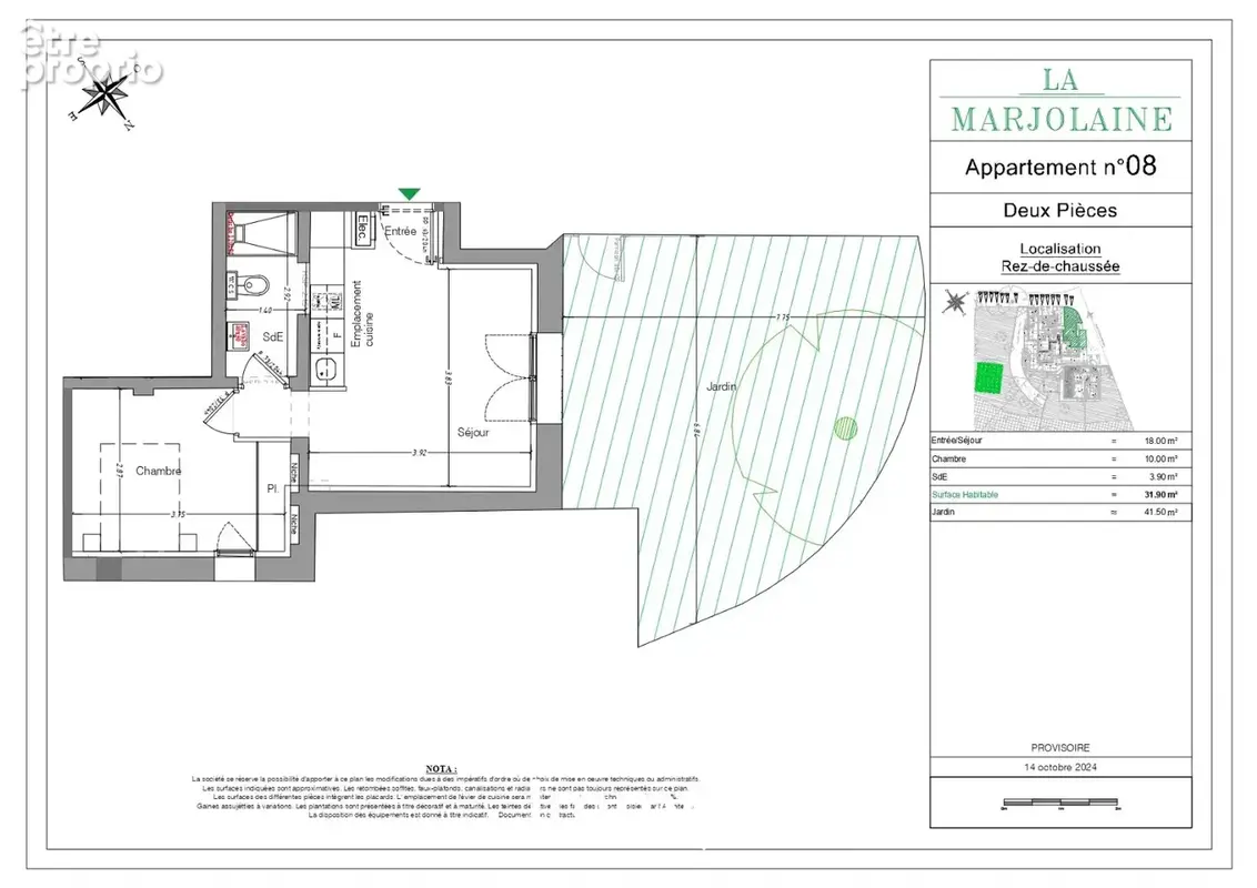 Appartement - 2 pieces - jardin - une place de parking - mouans sartoux - photo 3