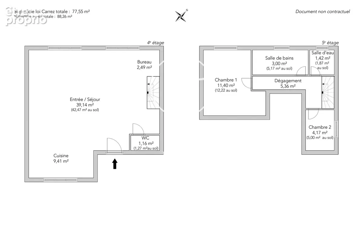 Paris 18e - MONTMARTRE / CAULAINCOURT - Atelier d'artiste - 88,26m² au sol - 77,55m² Carrez - 2 chambres - Dernier étage - photo 27
