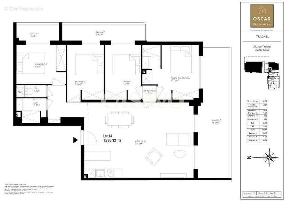 Vente Appartement 5 pièces de 88m² - 06000 Nice - photo 2