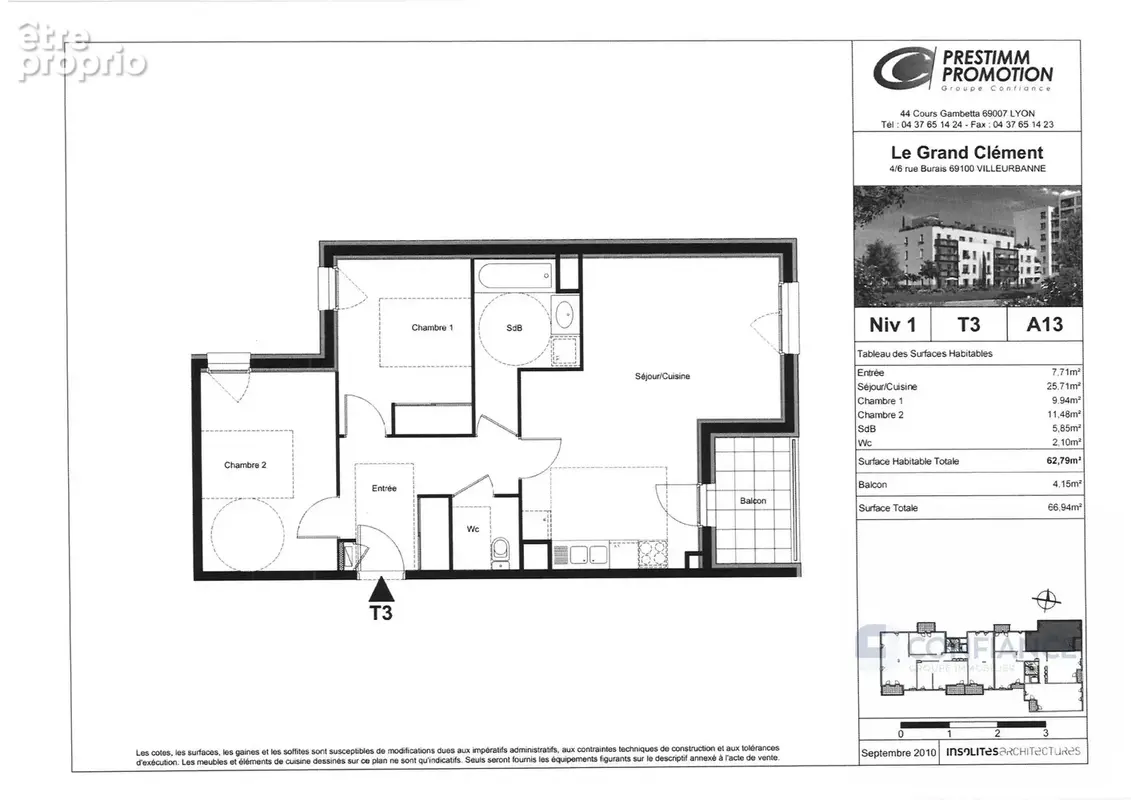Appartement 3 pièces 62 m² à vendre à Villeurbanne (69100) - photo 3