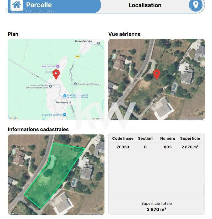 L'ensemble du terrain est vendu en 3 parcelles - Terrain à MONTAGNEY