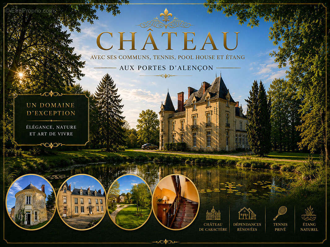 Château  et ses communs  - Tennis et étang- Proche d'Alençon - photo 5