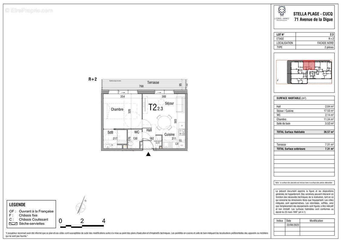 FACE MER à STELLA-PLAGE 2 pièces de 36.56 m2 avec terrasse de 6.23 m2, possib d'achat d'un garage - photo 3