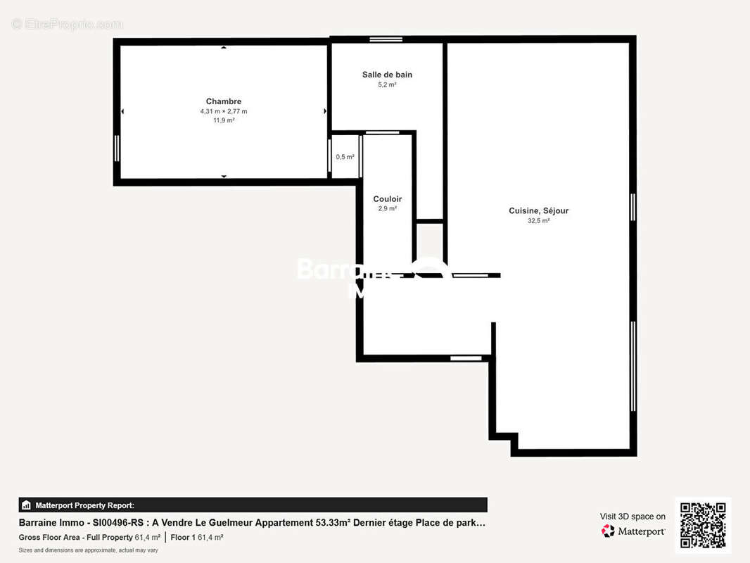 Exclusivite a vendre brest le guelmeur appartement t2 53.33m²  dernier etage  ascenseur  parking prive - photo 2