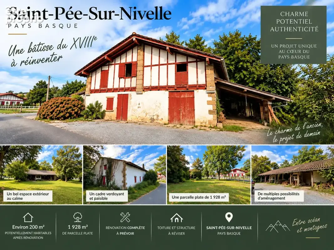 Saint-Pée-sur-Nivelle Une bâtisse du XVIIIᵉ à réinventer, près de 200 m² de potentiel - photo 2