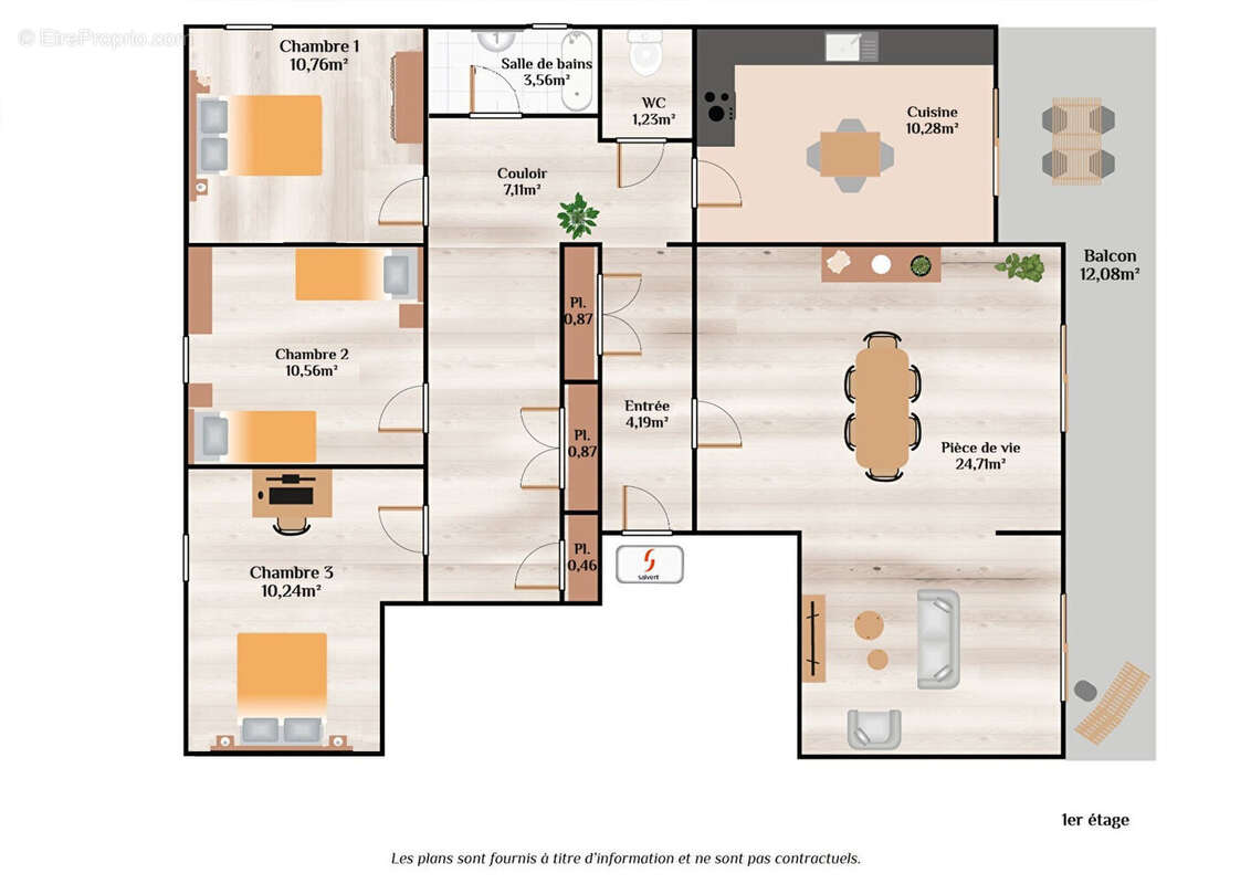 Appartement 3 chambres, Ascenseur, balcon - photo 3