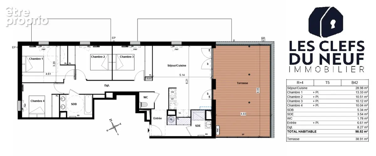 Appartement Toulouse 5 pièces de 100m² + 39m² de terrasse + 2 Parkings sous-sol ! L'ORMEAU - photo 10