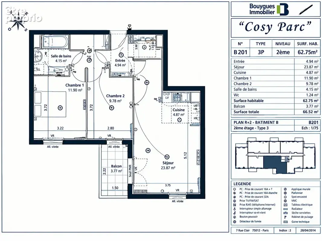 Appartement Brie Comte Robert 3 pièce(s) 62.5m² avec Balcon et Parking - photo 2