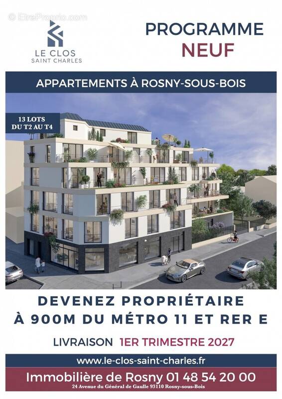 immobilier neuf:2 rosny-sous-bois - Appartement à ROSNY-SOUS-BOIS