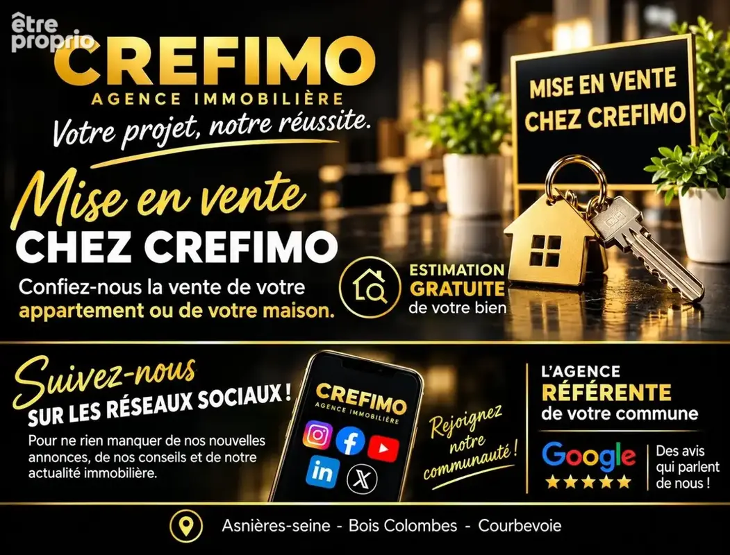 Trois pièces + balcon + parking à vendre à Asnières - Agence immobilière CREFIMO - photo 14