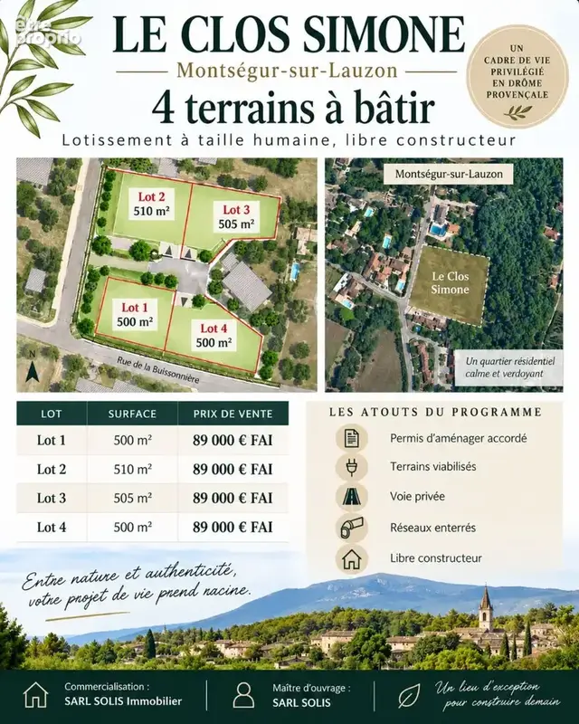 Terrain à MONTSEGUR-SUR-LAUZON