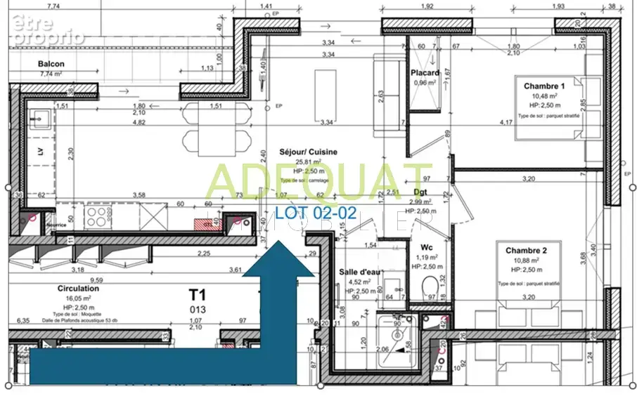 SAINT ANDRE LE GAZ, appartement T3 + 1 parking privatif + balcon de 8m2... - photo 3