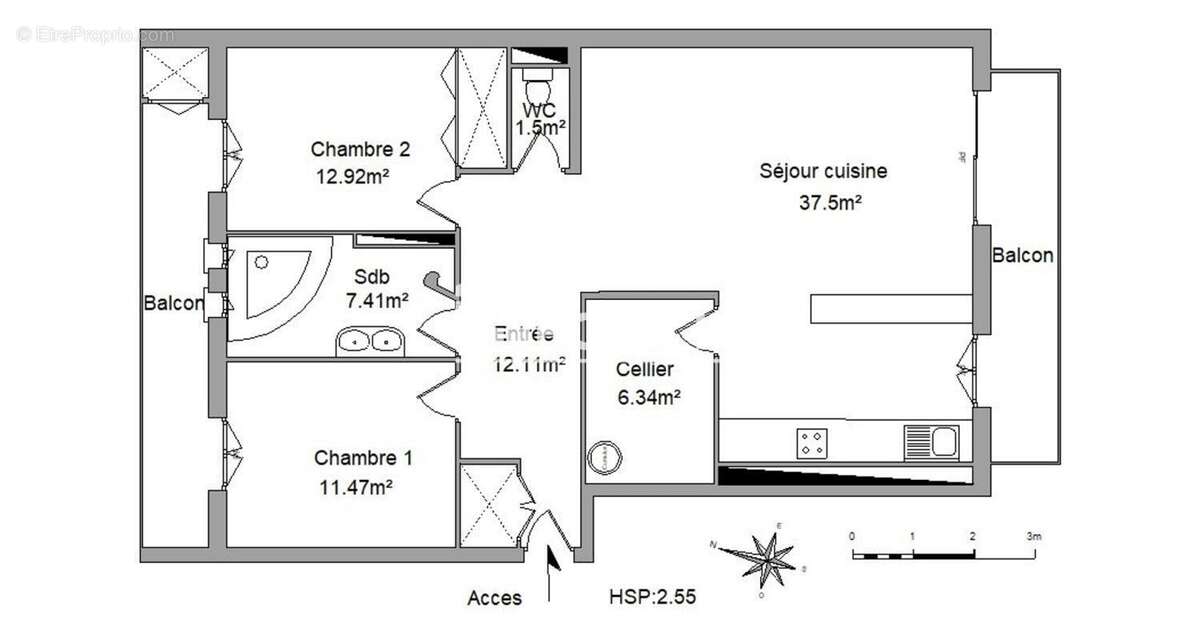 SALON-DE-PROVENCE : Appartement traversant de type 3 de 89 m2, en dernier étage avec ascenseur et avec garage - photo 11