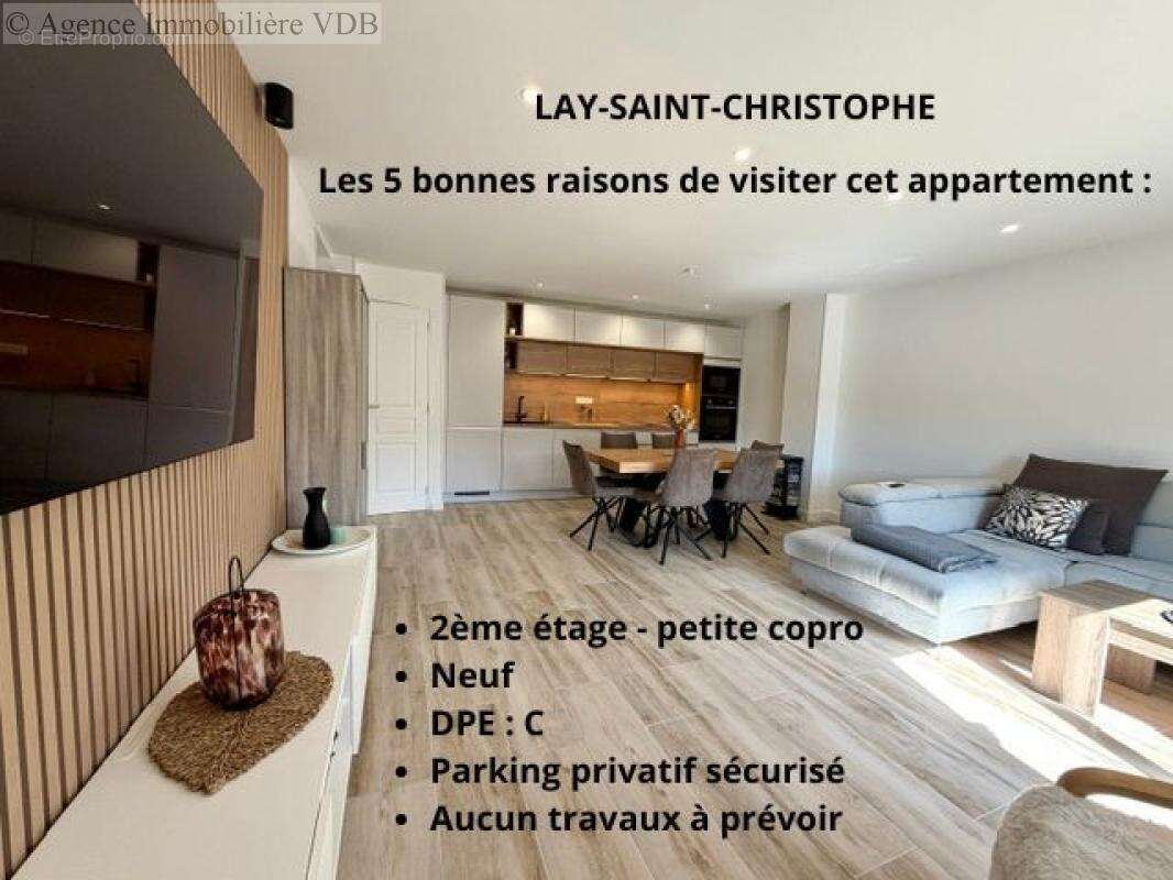 Appartement F3 récent 2ème étage - Parking privatif sécurisé - Lay-Saint-Christophe - photo 2