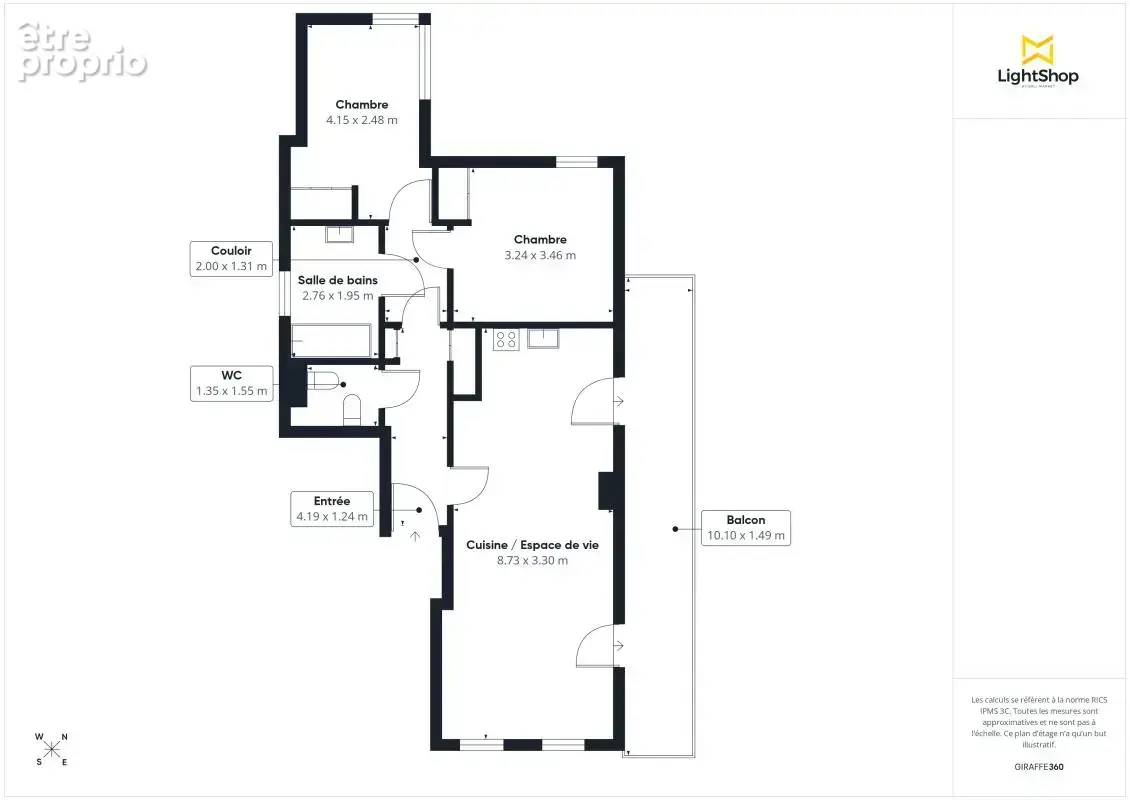 Bel appartement 3 pièces 72 m² avec grande terrasse - Rue de Nantes, Paris 19ème - photo 3