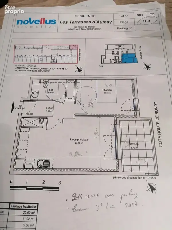 Aulnay sous bois centre gare appartement t2 43 m² avec parking et balcon - photo 11