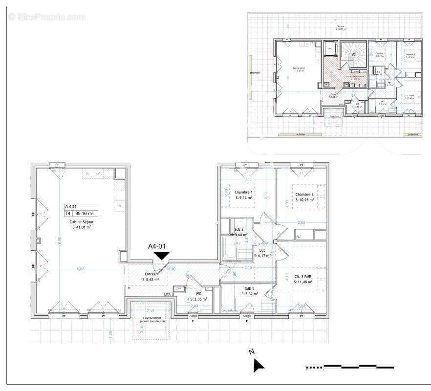 Appartement  4 pièces  Montpellier ECO-QUARTIER EAI / Parc Montcalm  99m² - photo 8