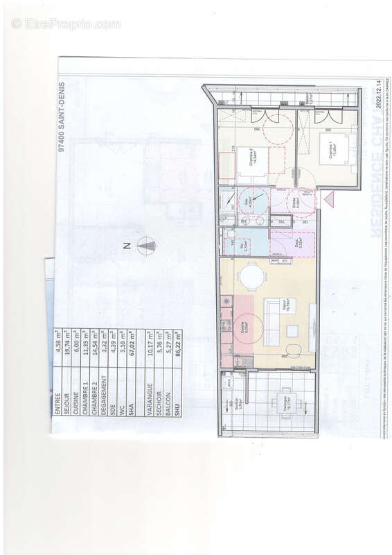 F3 de 67  m2 et terrasse 19 m2 en centre ville Saint Denis - photo 7