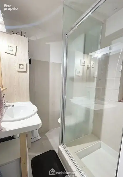 Salle d'eau fonctionnelle avec douche, dans un appartement prêt à être utilisé.